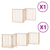 Dog Gate with Door Foldable 9 Panels 450 cm Poplar Wood - Front View