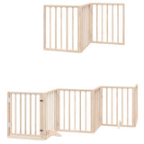 Dog Gate with Door Foldable 9 Panels 450 cm Poplar Wood - Side View