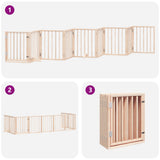 Dog Gate with Door Foldable 9 Panels 450 cm Poplar Wood - Rear View