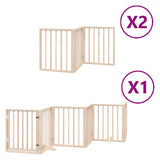 Dog Gate with Door Foldable 12 Panels 600 cm Poplar Wood - Front View