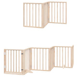 Dog Gate with Door Foldable 12 Panels 600 cm Poplar Wood