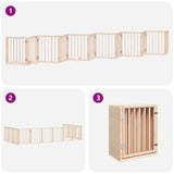 Dog Gate with Door Foldable 12 Panels 600 cm Poplar Wood
