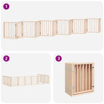 Dog Gate with Door Foldable 12 Panels 600 cm Poplar Wood