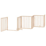 Dog Gate with Door Foldable 15 Panels 750 cm Poplar Wood