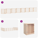 Dog Gate with Door Foldable 15 Panels 750 cm Poplar Wood - Rear View