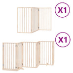 Dog Gate with Door Foldable 9 Panels 450 cm Poplar Wood