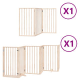 Dog Gate with Door Foldable 9 Panels 450 cm Poplar Wood - Front View
