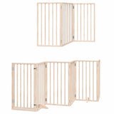 Dog Gate with Door Foldable 9 Panels 450 cm Poplar Wood