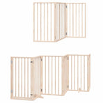 Dog Gate with Door Foldable 9 Panels 450 cm Poplar Wood