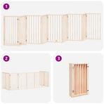 Dog Gate with Door Foldable 9 Panels 450 cm Poplar Wood