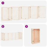 Dog Gate with Door Foldable 9 Panels 450 cm Poplar Wood - Rear View