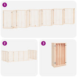 Dog Gate with Door Foldable 12 Panels 600 cm Poplar Wood - Rear View