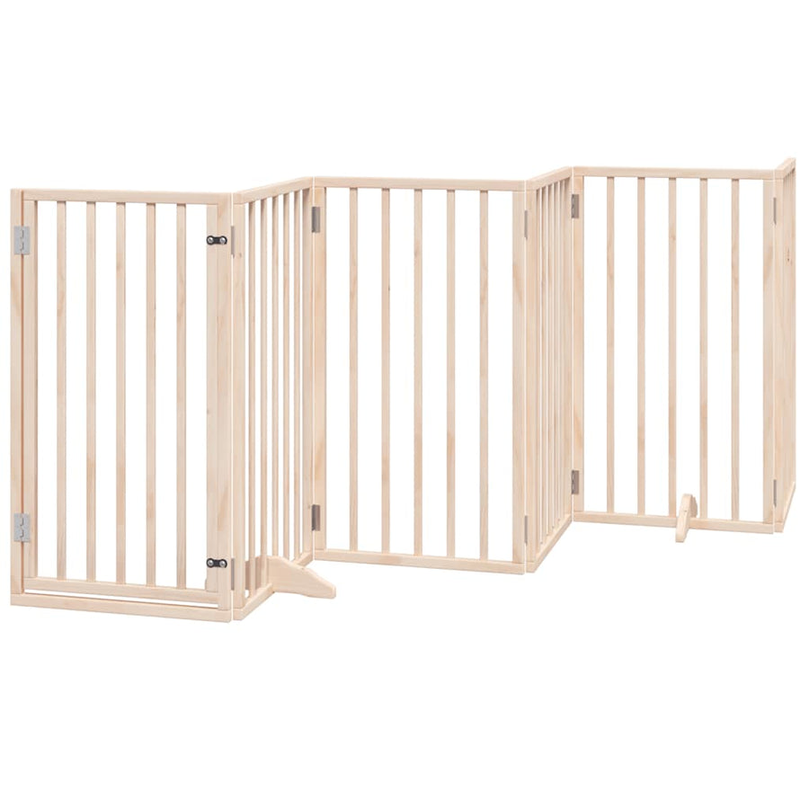 Dog Gate with Door Foldable 15 Panels 750 cm Poplar Wood
