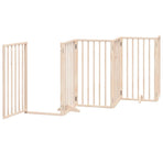 Dog Gate with Door Foldable 15 Panels 750 cm Poplar Wood