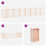 Dog Gate with Door Foldable 15 Panels 750 cm Poplar Wood - Rear View
