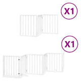 Dog Gate with Door Foldable 9 Panels White 450 cm Poplar Wood - Front View