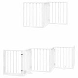 Dog Gate with Door Foldable 9 Panels White 450 cm Poplar Wood - Side View
