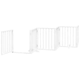 Dog Gate with Door Foldable 9 Panels White 450 cm Poplar Wood - 45-Degree Angle