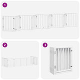 Dog Gate with Door Foldable 9 Panels White 450 cm Poplar Wood