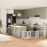 Dog Gate with Door Foldable 9 Panels White 450 cm Poplar Wood