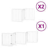 Dog Gate with Door Foldable 12 Panels White 600 cm Poplar Wood - Front View