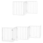 Dog Gate with Door Foldable 12 Panels White 600 cm Poplar Wood