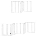 Dog Gate with Door Foldable 12 Panels White 600 cm Poplar Wood - Side View