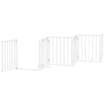 Dog Gate with Door Foldable 12 Panels White 600 cm Poplar Wood