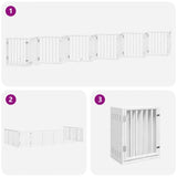 Dog Gate with Door Foldable 12 Panels White 600 cm Poplar Wood - Rear View