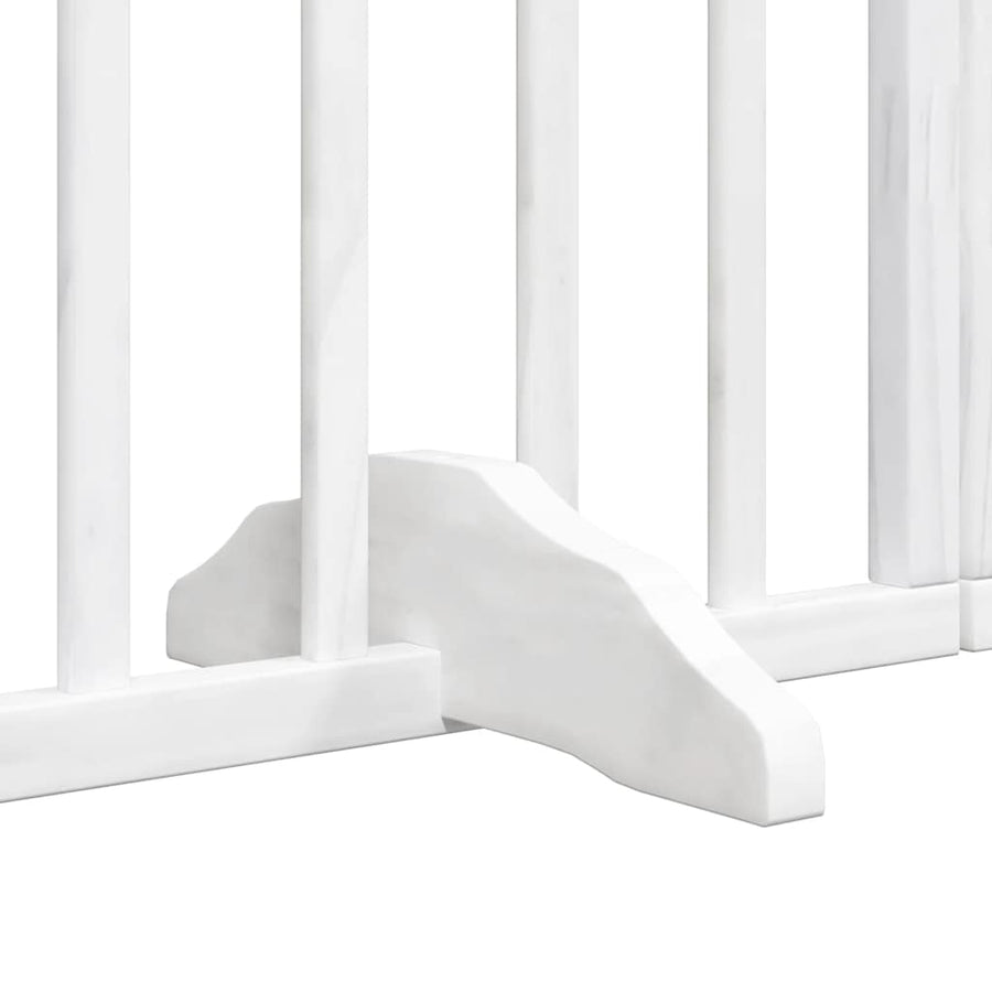 Dog Gate with Door Foldable 12 Panels White 600 cm Poplar Wood