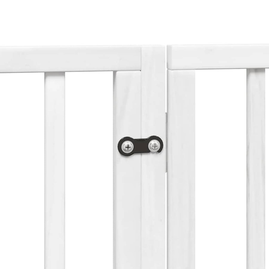 Dog Gate with Door Foldable 12 Panels White 600 cm Poplar Wood
