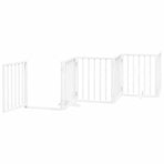Dog Gate with Door Foldable 15 Panels White 750 cm Poplar Wood