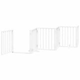 Dog Gate with Door Foldable 15 Panels White 750 cm Poplar Wood - 45-Degree Angle