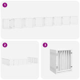 Dog Gate with Door Foldable 15 Panels White 750 cm Poplar Wood - Rear View