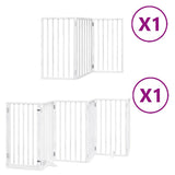 Dog Gate with Door Foldable 9 Panels White 450 cm Poplar Wood