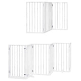 Dog Gate with Door Foldable 9 Panels White 450 cm Poplar Wood - Side View