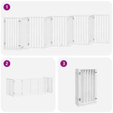 Dog Gate with Door Foldable 9 Panels White 450 cm Poplar Wood - Rear View