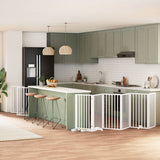 Dog Gate with Door Foldable 9 Panels White 450 cm Poplar Wood