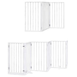 Dog Gate with Door Foldable 12 Panels White 600 cm Poplar Wood - Side View