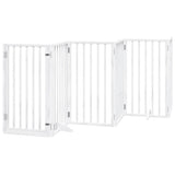 Dog Gate with Door Foldable 12 Panels White 600 cm Poplar Wood