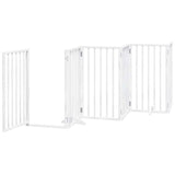 Dog Gate with Door Foldable 12 Panels White 600 cm Poplar Wood