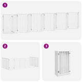 Dog Gate with Door Foldable 12 Panels White 600 cm Poplar Wood - Rear View