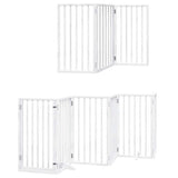 Dog Gate with Door Foldable 15 Panels White 750 cm Poplar Wood - Side View