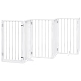 Dog Gate with Door Foldable 15 Panels White 750 cm Poplar Wood