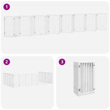 Dog Gate with Door Foldable 15 Panels White 750 cm Poplar Wood - Rear View