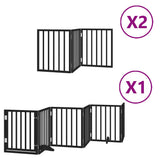 Dog Gate with Door Foldable 12 Panels Black 600 cm Poplar Wood