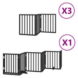 Dog Gate with Door Foldable 15 Panels Black 750 cm Poplar Wood