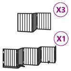Dog Gate with Door Foldable 15 Panels Black 750 cm Poplar Wood