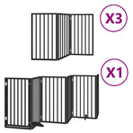 Dog Gate with Door Foldable 15 Panels Black 750 cm Poplar Wood