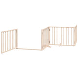 Dog Gate with Door Foldable 6 Panels 480 cm Poplar Wood